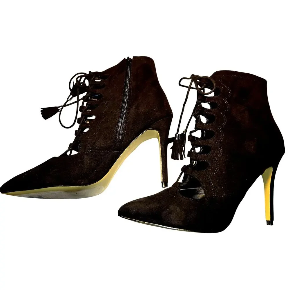 Zigisoho Black Women's Suede 4 Inch High Heel Ankle Boot Stiletto Pumps Shoes